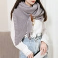 thumbnail image 2 of HNMKIU Women Fashion Solid Hollow Out Buckle Big Triangle Cape Cloak Warm Decorative Scarf Split Style Grey,One Size, 2 of 8