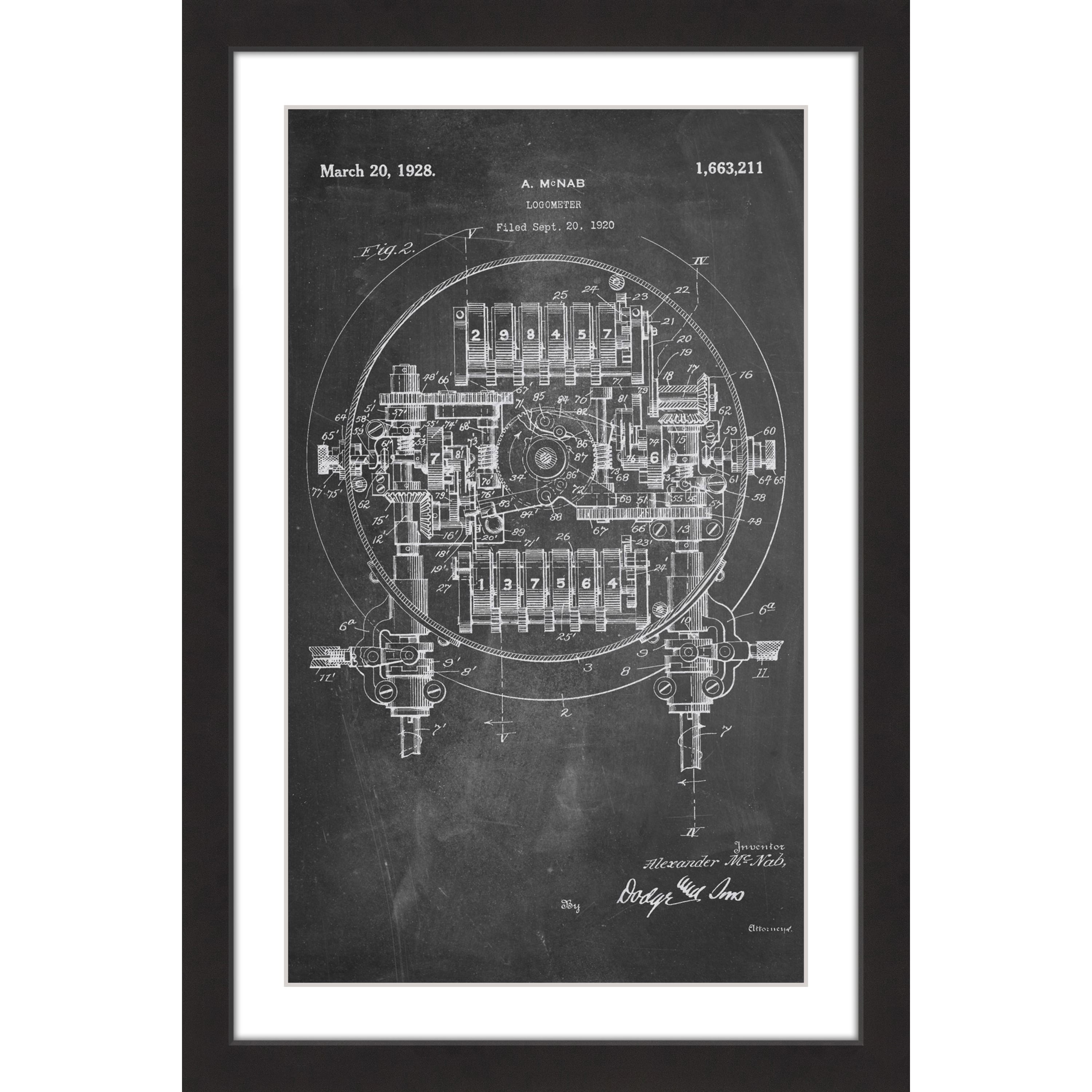 "Logometer 1920 Chalk" Framed Painting Print