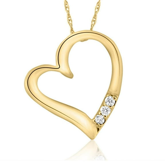 Pompeii Diamond Pendant Heart Shape Necklace in White, Yellow, or Rose Gold Lab Grown