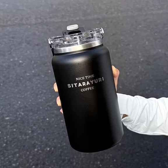 1.2L/1.5L Large Capacity Stainless Steel Insulated Water Bottle - with Wide Handle, Portable Outdoor Large Kettle,Hiking Bottle