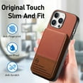thumbnail image 2 of For iPhone 13 Wallet Phone Case,PC + PU Leather + TPU Hybrid Design,With Card Slots,Diagonal Fabric Pattern,Back Flip Kickstand,Shockproof Rugged Dropproof Phone Case,Brown, 2 of 9