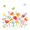 thumbnail image 2 of 2 piezas Flores Pegatinas de pared de calcomanías de pared de mariposas para baño de jardín de infantes, 2 of 9