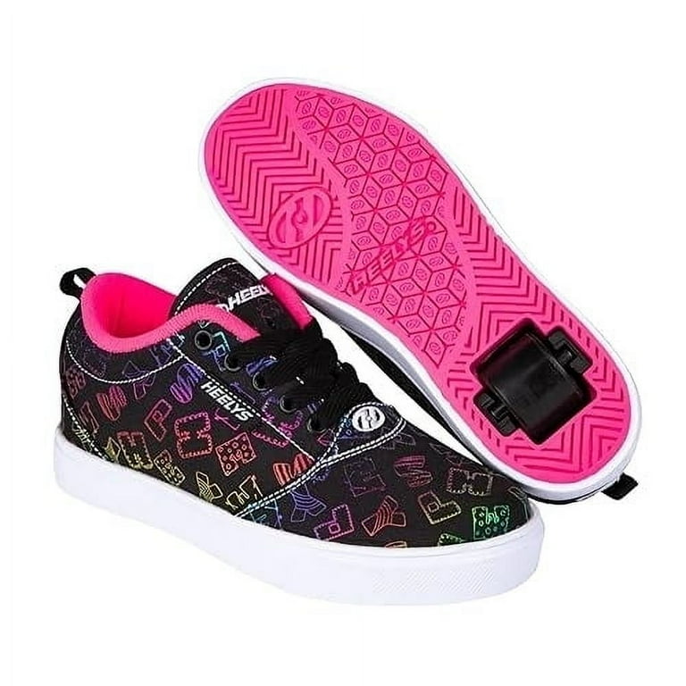 HEELYS Girls Pro 20 Prints Little Kid Big Kid Adult Black Rainbow Pink 5 Big Kid BLACK RAINBOW PINK Walmart