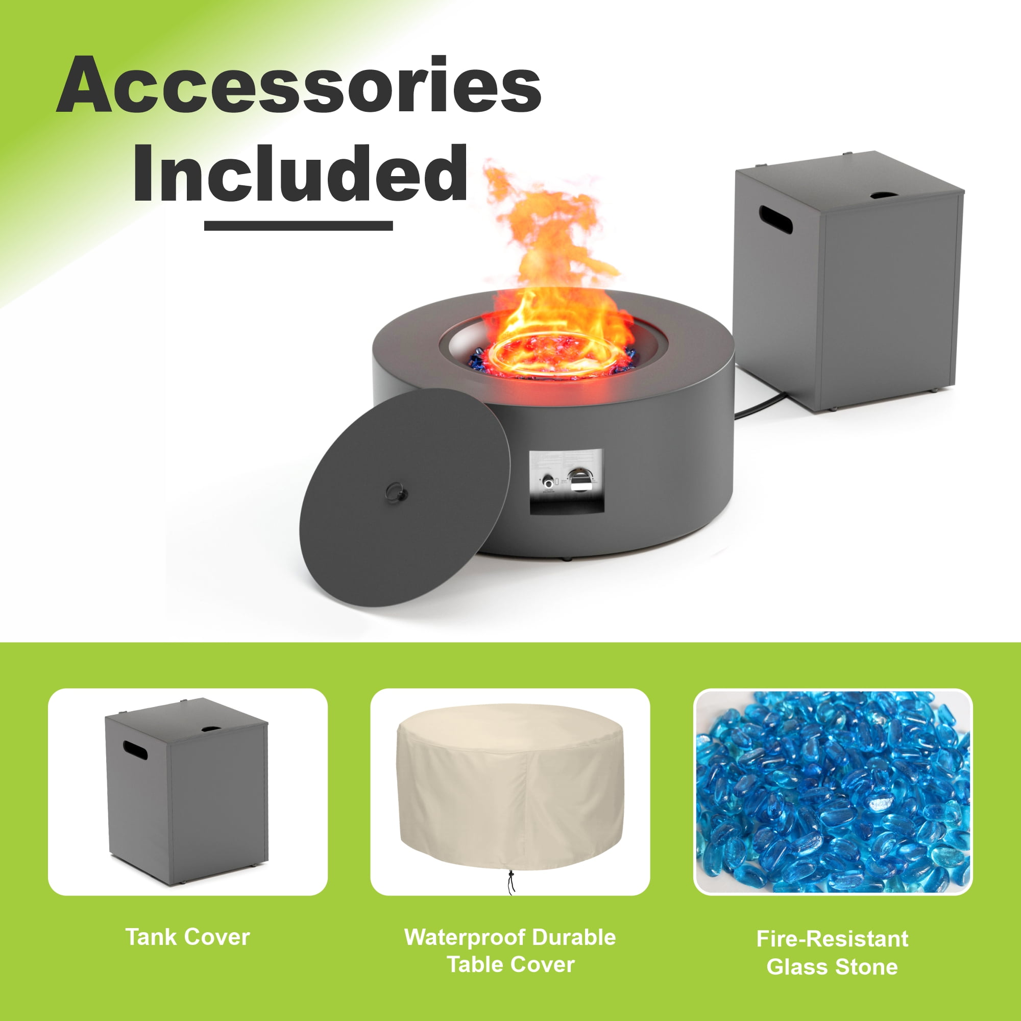 50000 BTU Propane Fire Pit for Outdoor, 30 in. Gas Fire Pit Table Round Firepits for Outside Backyard, Patio