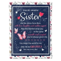 HiiKaa Sister Gifts,Happy Birthday Gifts for Sister from Sister Brother, Sister Blanket 60"x 50",Sister's Birthday Graduation Gifts Ideas for Women, Best Sister Ever Gifts,Blue