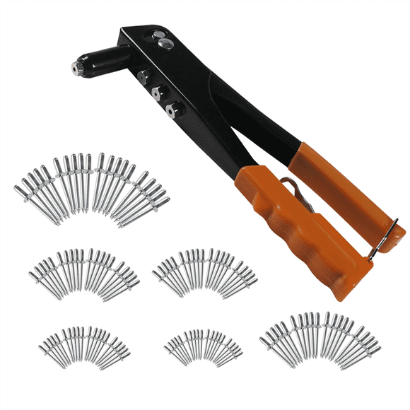 Heavy Duty Riveter Set Riveting Machine 120Pcs Blind Rivets Assortment Kit Hand Tools Rivet Nut Tool Orange