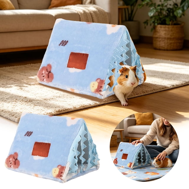 Pig Tunnel Bed With Curtain Flannel Hidden Washable Rabbit Hiding Place Bedroom Hamster Hedgehog Living Room