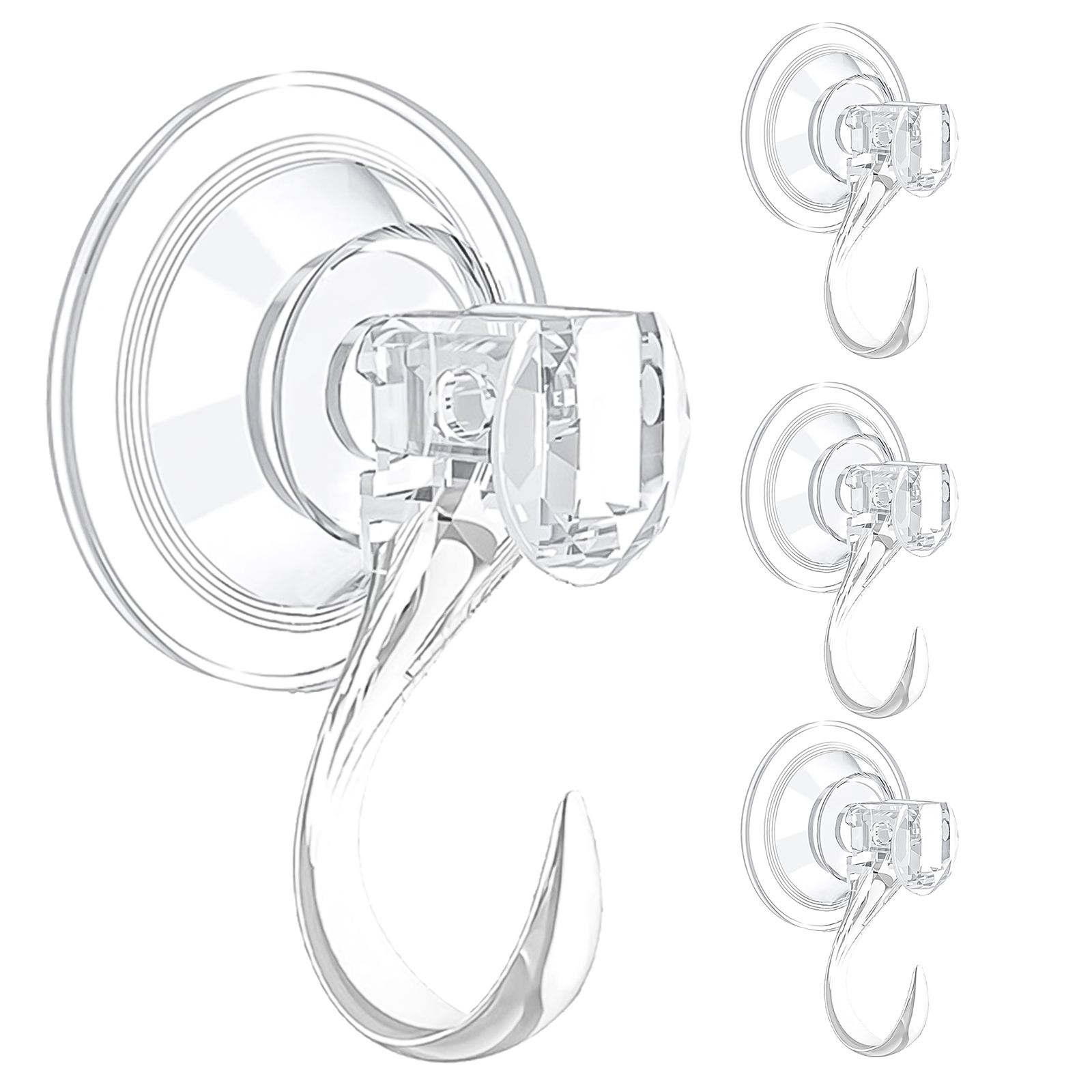 Suction Hooks, 4 Pack Suction Cup Hooks Removable and Reusable Razor