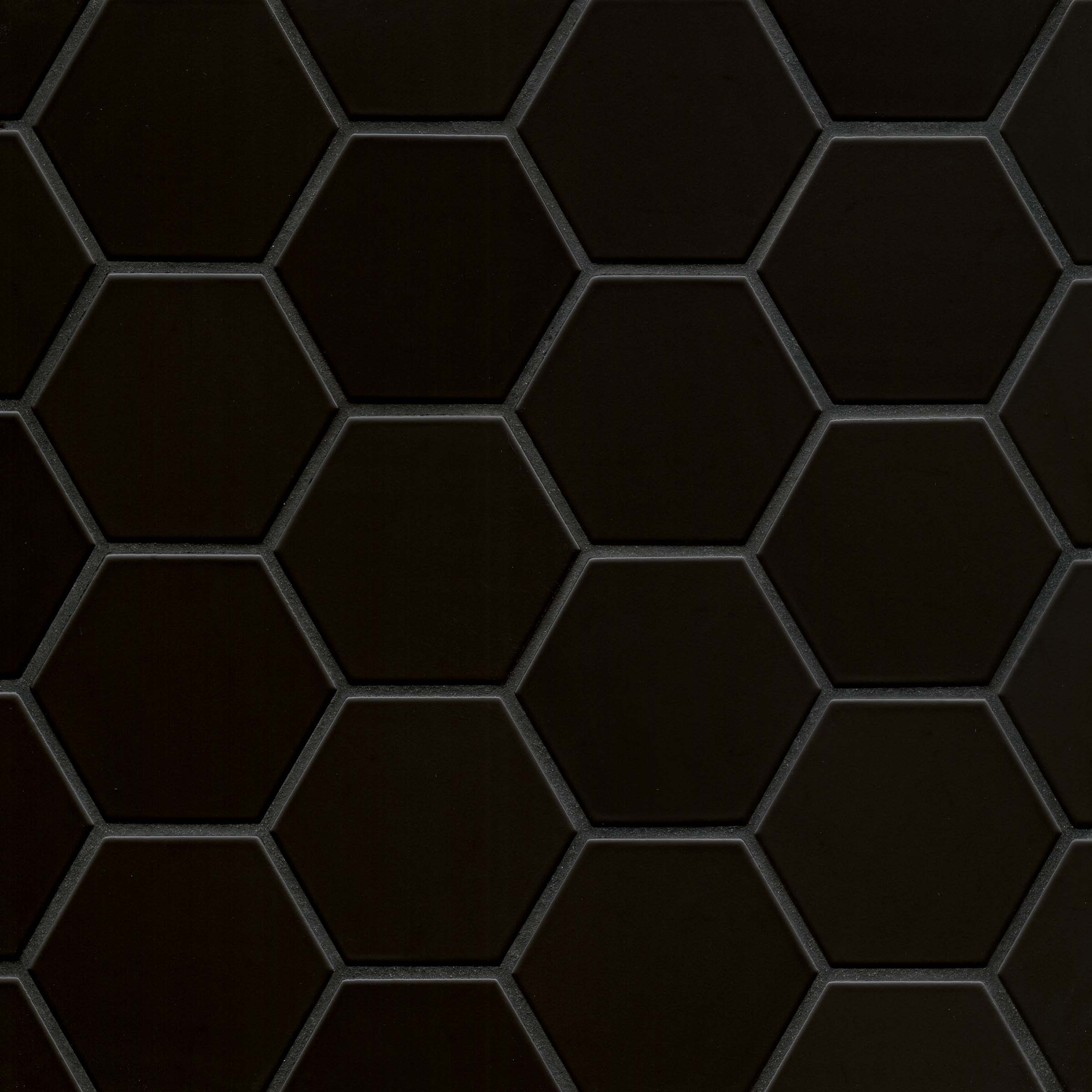 Hedron 4" x 5" Flat Hexagon Wall Tile in Matte Black (5.38 SqFt/Ctn