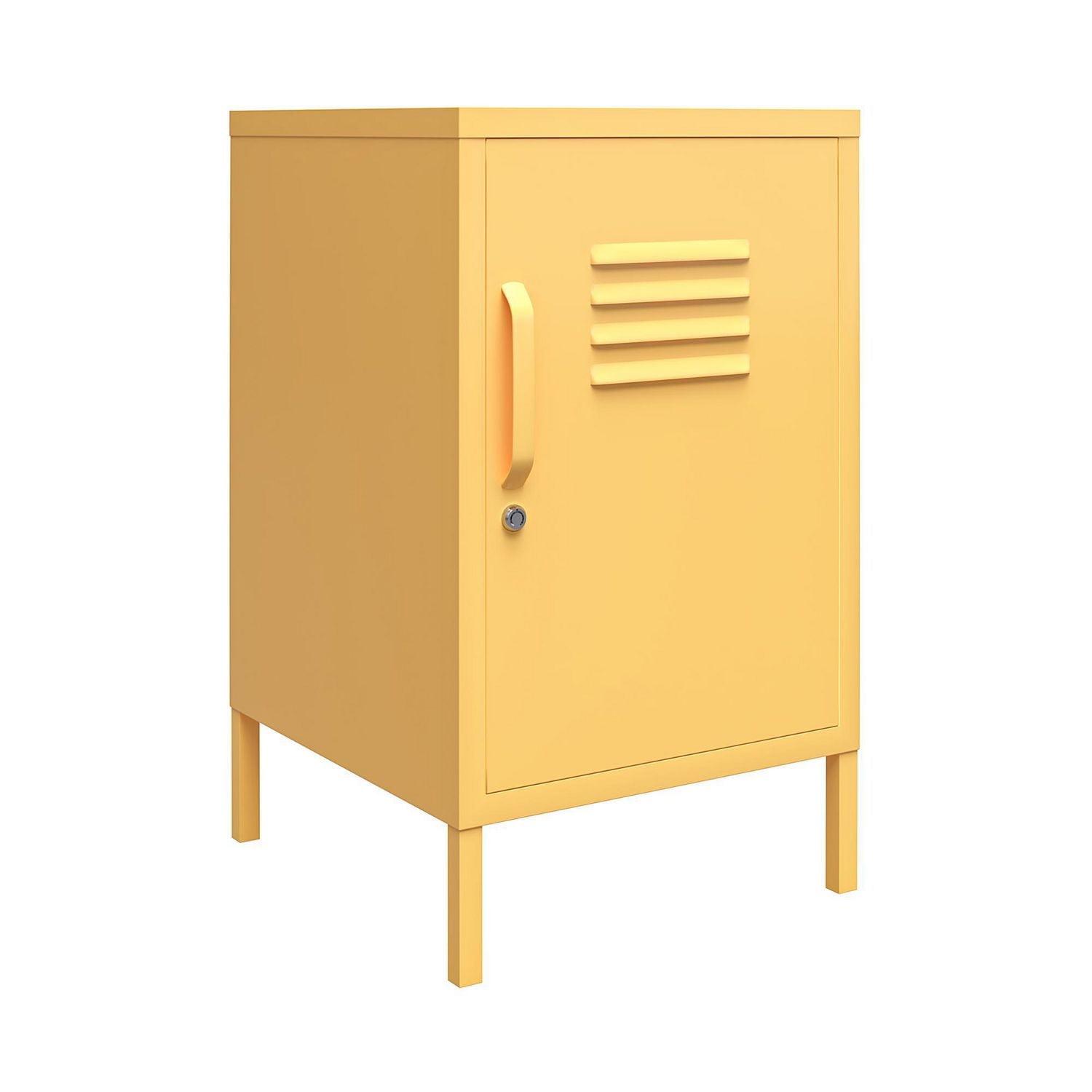 Novogratz Cache Metal Locker Style Living Room End Table, Yellow