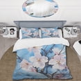 thumbnail image 2 of Designart "Flowing Cherry Blossoms in White and Blue III" Tree Cherry Blossom Bedding Covert Set - Landscapes White Modern Bed Set With 2 Shams, 2 of 5