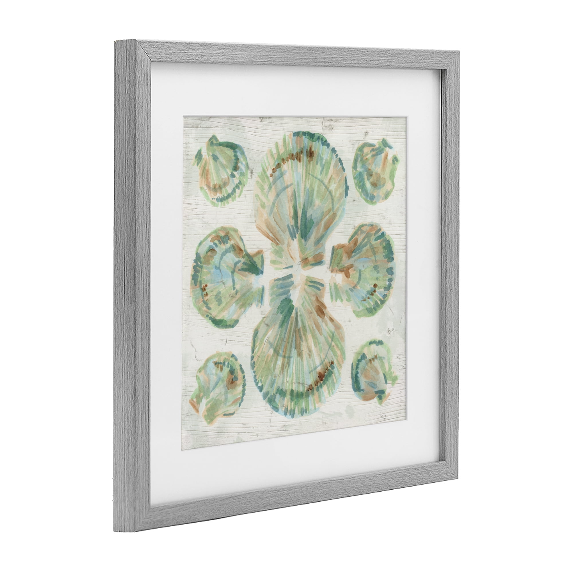 Stupell Industries Saltwashed Shells Symmetry Gray Framed Print Under Glass, design by June Erica Vess