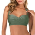 thumbnail image 2 of Prolriy Bikini Top Women Lace Up Bikini Top Push Up Swim Top Retro Bathing Suit Top Padded Swimsuit Top Swim Bras for Women Army Green L, 2 of 7
