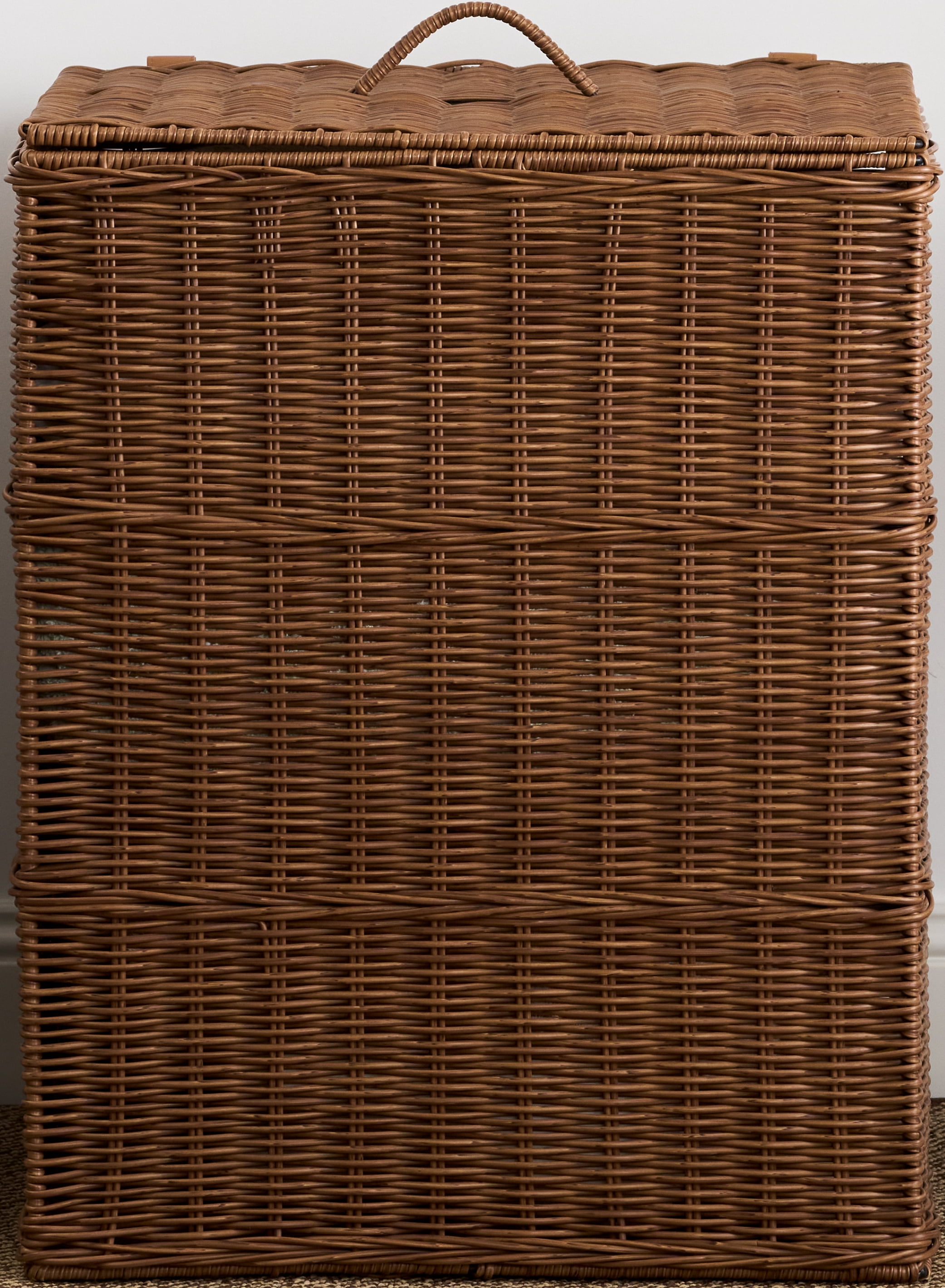 Rectangular Woven Resin Wicker Laundry Hamper - 17.3" x 13.8" x 23.6" - Espresso Brown