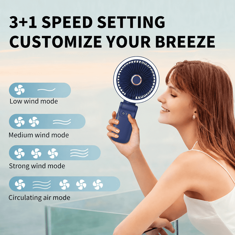 Amybaby 9000mAh Oscillating Desk Fan, 4 Speeds, LED photo 6