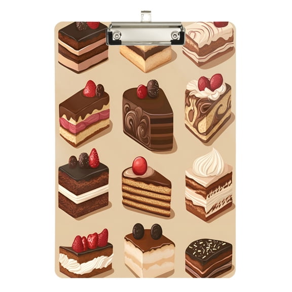 FORMRS Acrylic Clipboard with Low Profile Clip Standard A4 Letter Size, 12.5" x 9", Brown Cakes