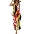 thumbnail image 2 of Maryland Flag Dress Summer Street Style Bohemia Long Dresses Female Sleeveless Printed Maxi Dress, 2 of 9