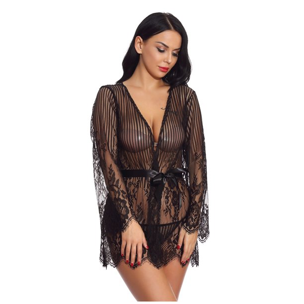 Gibobby Conjunto de lencería Sexy Conjunto de lencería de Encaje para Mujer con Cinturones de Liguero, Sujetador y Bragas, sostén y Tanga(Negro, M)