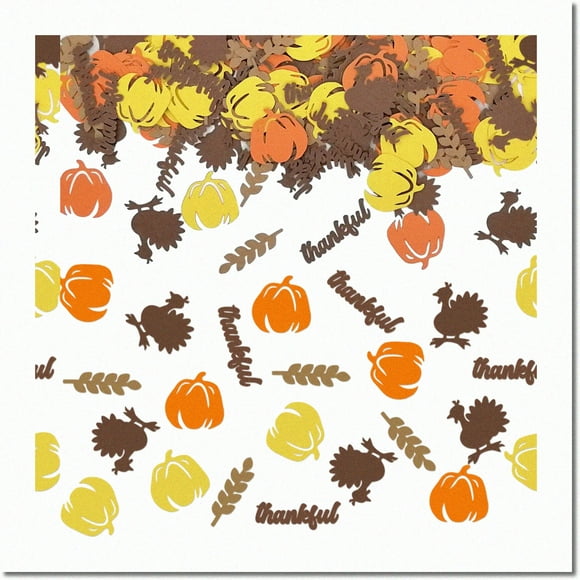 Pumpkin Patch Party Confetti - 200pcs of Turkey, Thankful, and Friendsgiving Confetti for Your Thanksgiving Table Decorations!