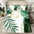 thumbnail image 2 of Manfei Abstract Geometric Stripes Twin Sheet Sets,Tropical Plant Monstera Twin Fitted Sheet,Green White Black Flat Sheet For Girls Boys,Microfiber Bedroom Decor,3pcs, 2 of 7
