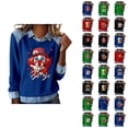 thumbnail image 1 of Mardi Gras Chemises à Manches Longues pour Femmes 2026 Mode Denim Patchwork Col à Revers Chandail en Molleton Graphique, 1 of 2