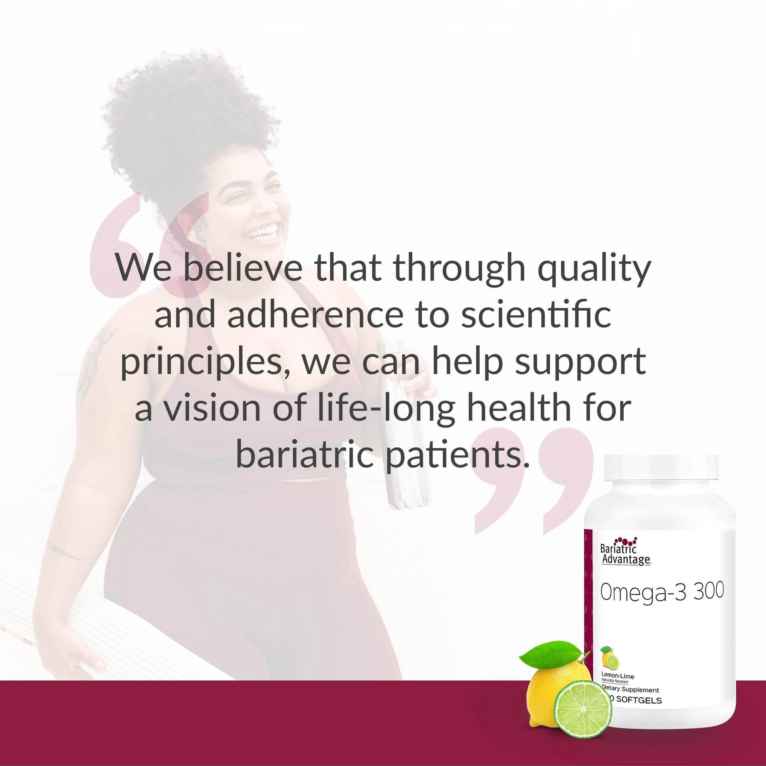 Bariatric Advantage Omega-3 300 - High DHA & EPA Content - Concentrated Triglycerides Fish Oil - Antioxidants Supplement* - Fish Oil DHA EPA - 270 Softgels - Lemon Lime