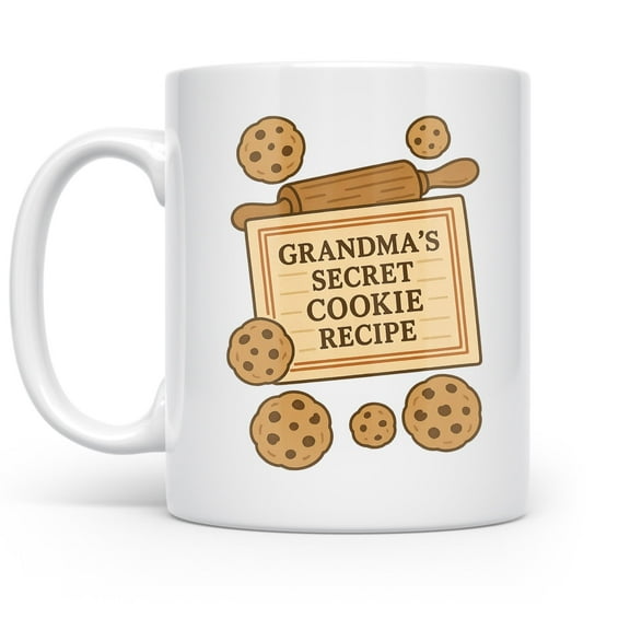 Grandma's Cookie Recipe 11 oz Coffee Mug - Holiday Hostess Gift White Ceramic