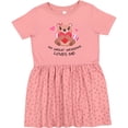 thumbnail image 3 of Inktastic My Great Grandma Loves Me Bear and Hearts Girls Toddler Dress, 3 of 5