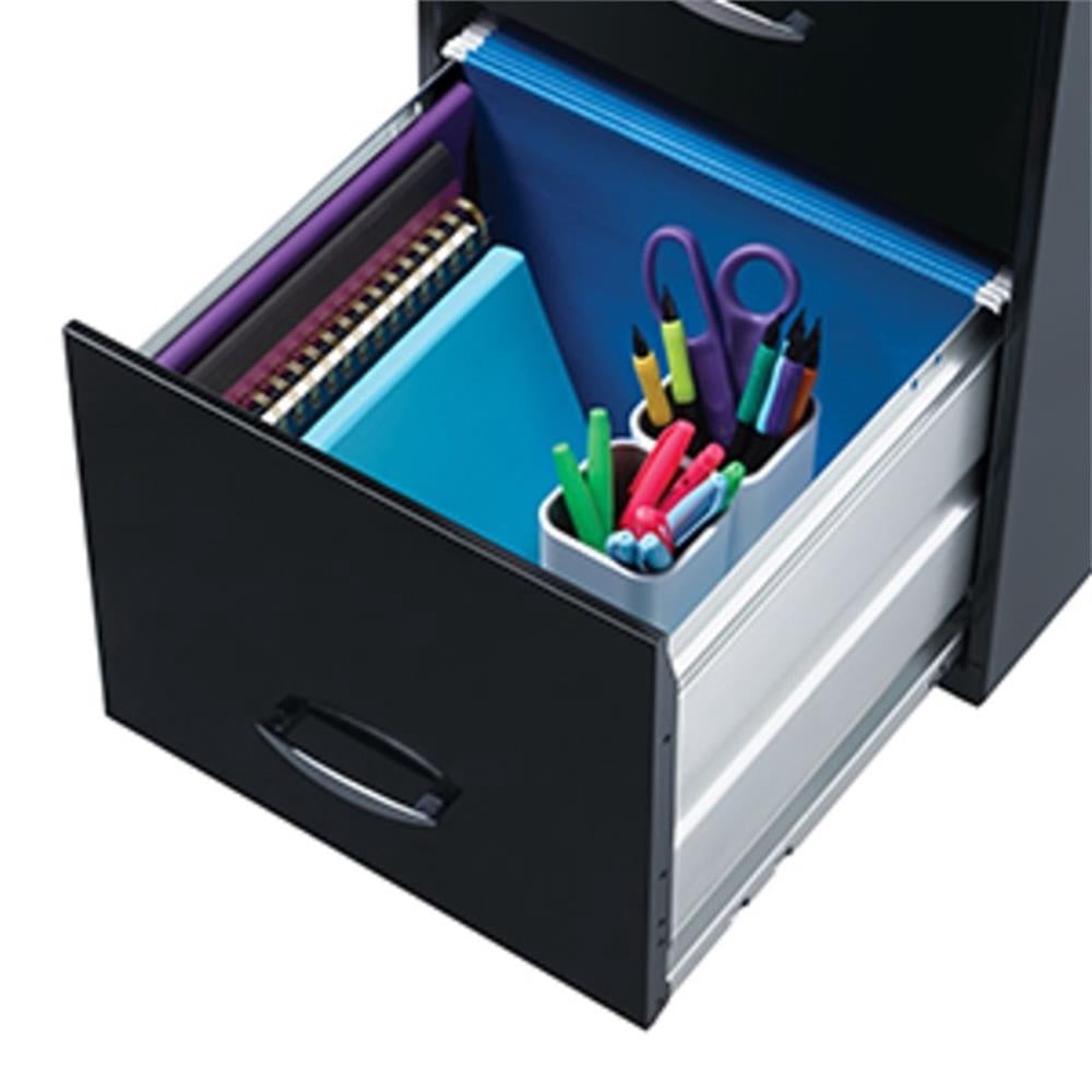 Maklaine 3 Drawer Modern Metal Organizer Filing Cabinet in Artic Silver