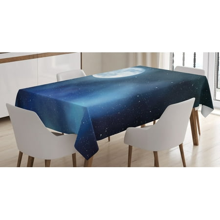 

Moon Tablecloth Night Sky with Stars Full Moon Universe Space Heavenly Bodies Romantic Evening Rectangular Table Cover for Dining Room Kitchen 60 X 90 Inches Black Blue White by Ambesonne