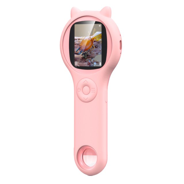 Microscopio portátil Kearding con cámara para niños color rosa