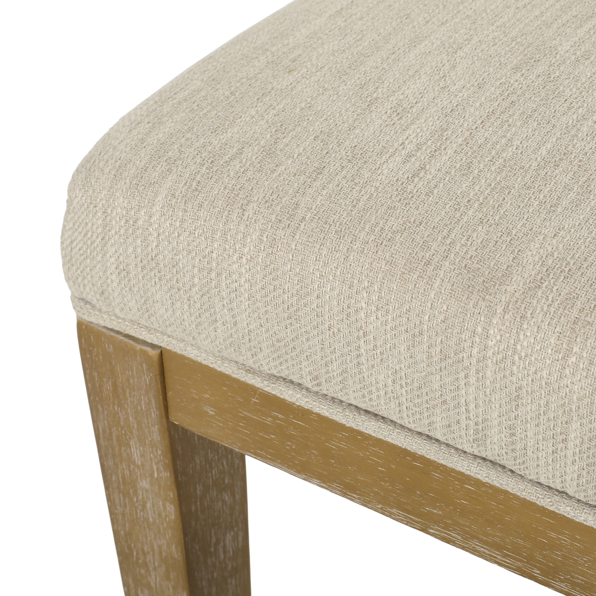 Noble House Elmore Fabric Upholstered Wood Dining Chairs, Set of 2, Beige and Weathered Natural