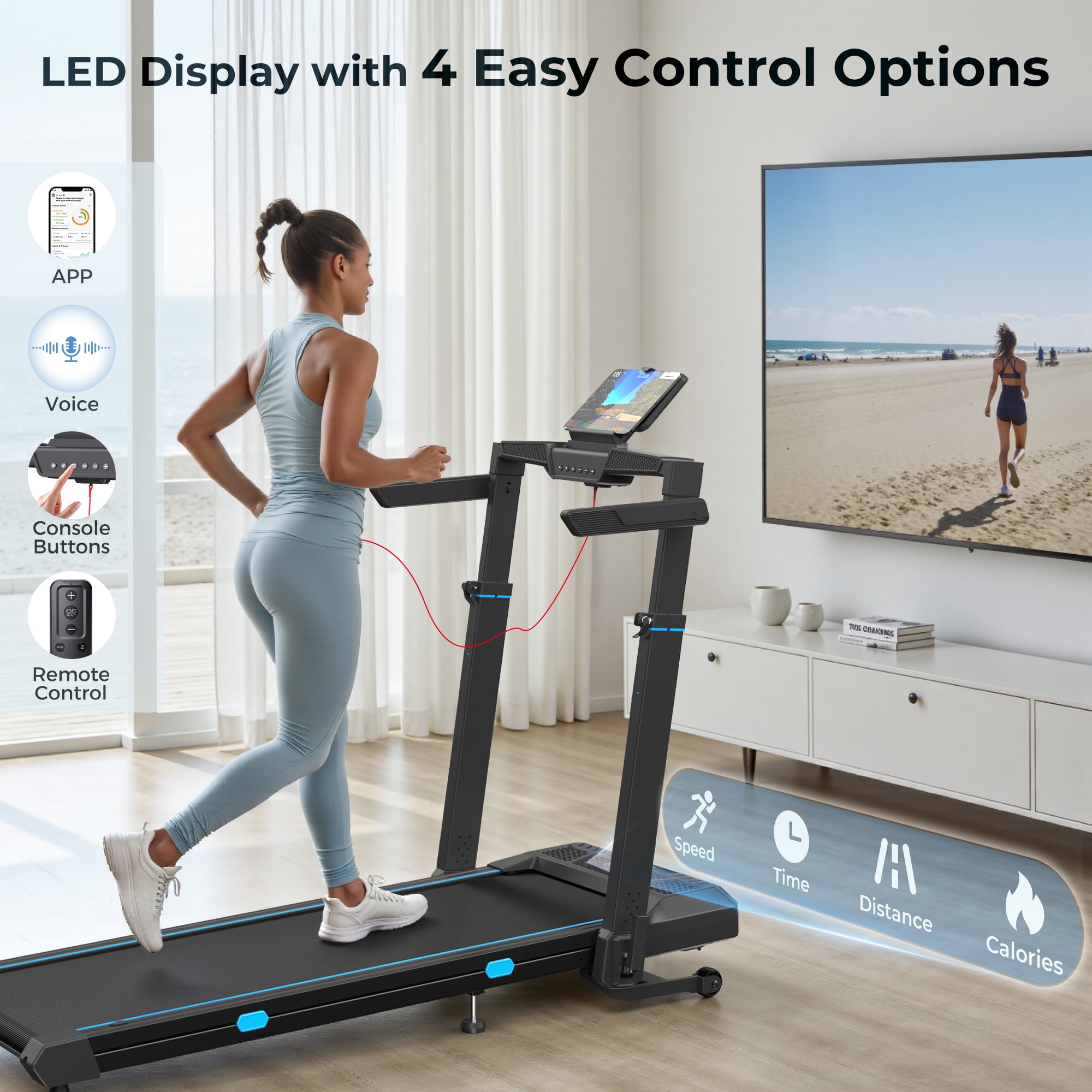 YZRUN Treadmill with Auto Incline, Foldable Treadmills for Home with Adjustable Height, Under Desk Walking Pad, 350 LBS Capacity