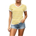 thumbnail image 2 of Neewe Womens Summer Tops Short Sleeve Casual Shirts Striped Tee Trendy 2026 Basics V Neck Tshirt, 2 of 5