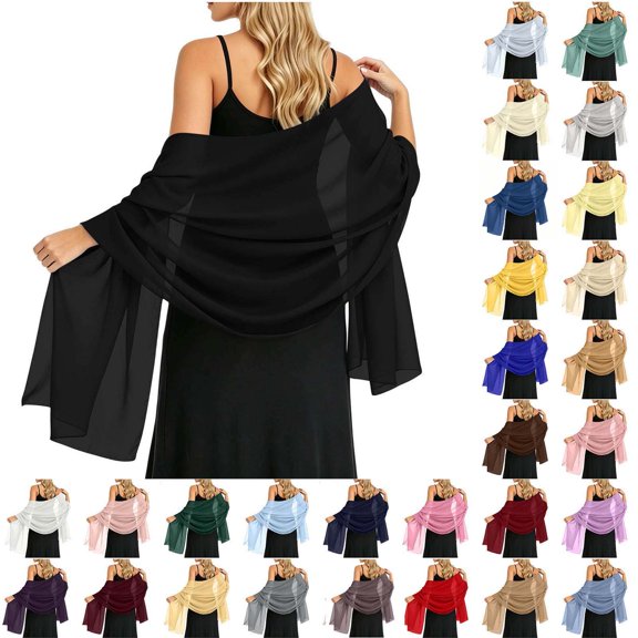 Scarf for Women Solid Chiffon Shawl Wraps Lightweight Sheer Scarf Stole for Wedding Evening Party Formal Dress Cover Up
