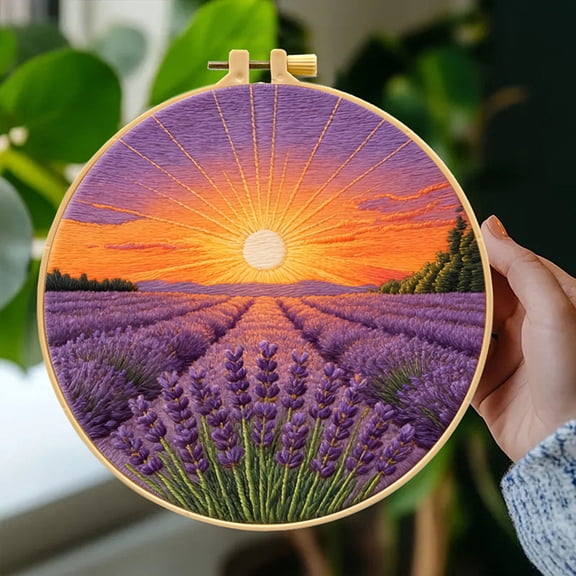 Yunuuuoa Embroidery Kit for Beginner Adults with Flower Pattern – Complete Cross Stitch Kits for Adults Including Stamped Fabric, Hoop, Threads, Needles & Instructions – DIY Hand Sewing Craft Set