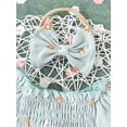 thumbnail image 3 of Zehjuhan Baby's Flower All-over Print Shirred Bodysuit With Headband, Lovely Puff Sleeve Triangle Onesie, Toddler & Infant Girl's Clothing, 3 of 7