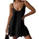 thumbnail image 2 of Falda de vestido sin mangas con espalda descubierta y tirantes sueltos de Color sólido con cuello en V Sexy para mujer a la moda Pompotops qwe13135, 2 of 8