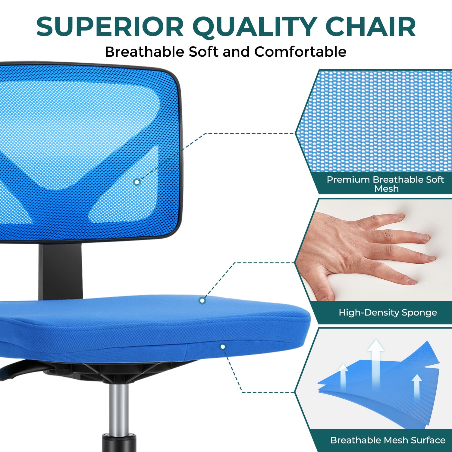 Aukfa Desk Chair Home Office Chair with Lumbar Support, Black,
