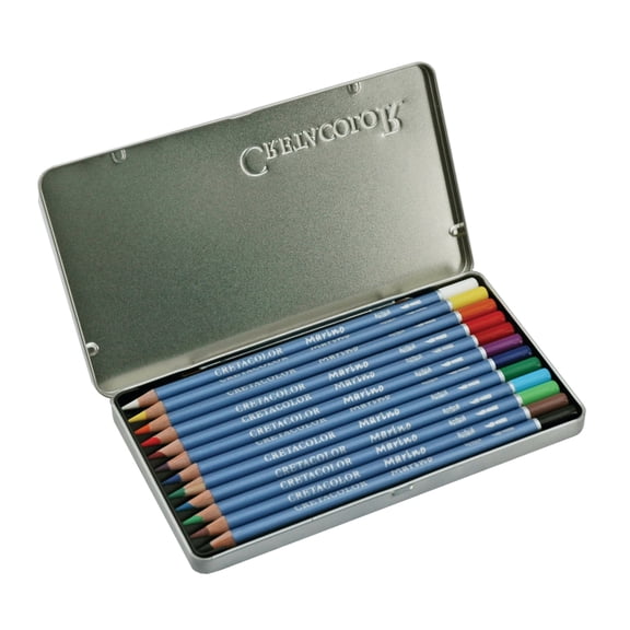 Cretacolor Marino Lightfast Watercolor Pencil Set, 12-Colors