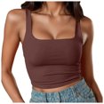 thumbnail image 2 of vigerkar Women's Square Neck Sleeveless Crop Tops 2026 Cute Double Layer Casual Slim Fit Trendy Tank Tops (Coffee, L), 2 of 5