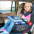 Toddler Car Seat Travel Tray with Storage Pocket Organizer Blue