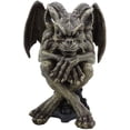 thumbnail image 3 of Ebros Winged Ram Horned Gargoyle Sitting On Cathedral Pedestal Statue 6" High, 3 of 8