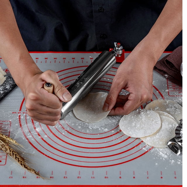 ziyahi Rolling Pin Stainless Steel Single-hand Simple Operation Convenience Dough Roller Baking Tool Handily Gripped Kitchen Supplies