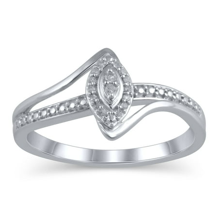1/20 Carat T.W. JK-I2I3 Hold My Hand diamond marquise promise ring in sterling silver, Size 9