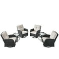 thumbnail image 2 of POCASSY Swivel Patio Chairs Set of 4, Outdoor Swivel Glider Rocking Chairs with 2 Side Tables, Black Wicker Patio Furniture Set for Porch Pool Balcony, Beige Cushion, 2 of 8