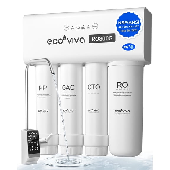 Ecoviva 800GPD  3:1 Reverse Osmosis Filter  9-Stage Tankless Alkaline RO System