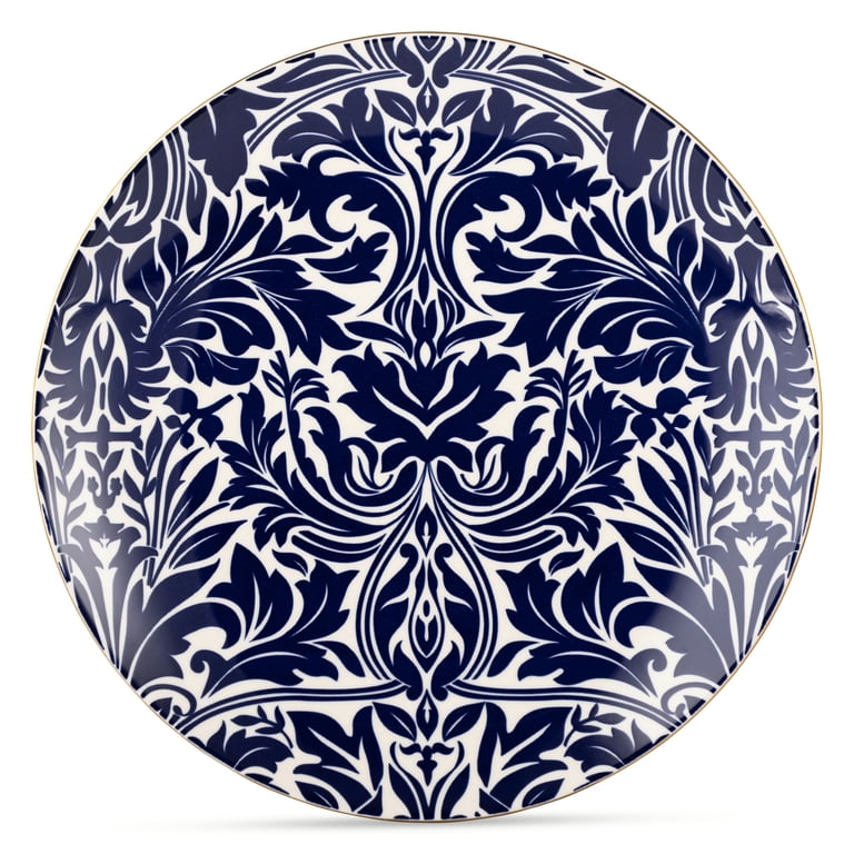 Thyme & Table Nova 12-Piece Ceramic Dinnerware Set Blue and White