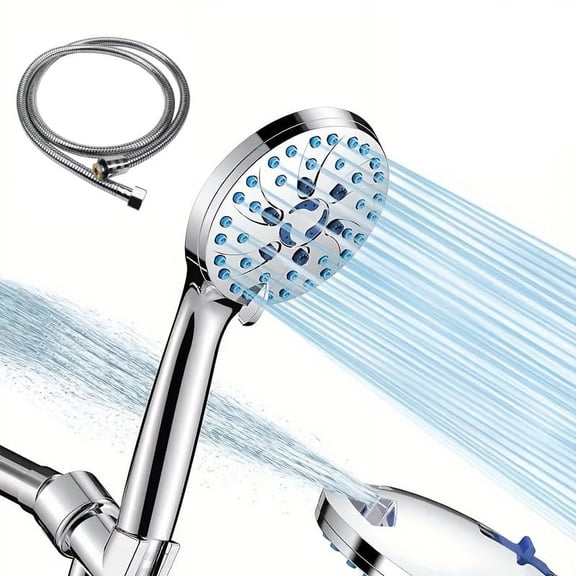High Pressure Handheld Showerhead with Anti-Clog Nozzles, Power Wash and Extra Long Hose