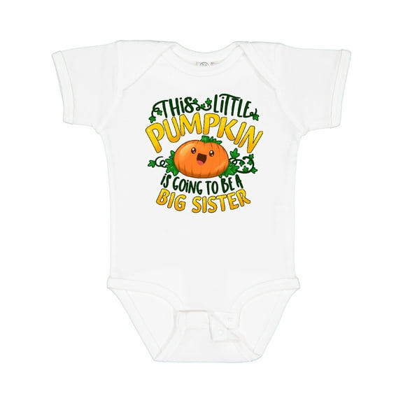 Inktastic This Little Pumpkin is Going to Be a Big Sister Girls Baby Bodysuit